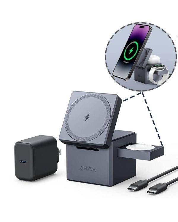 Cargador Anker 3 en 1 Cube con MagSafe, Negro