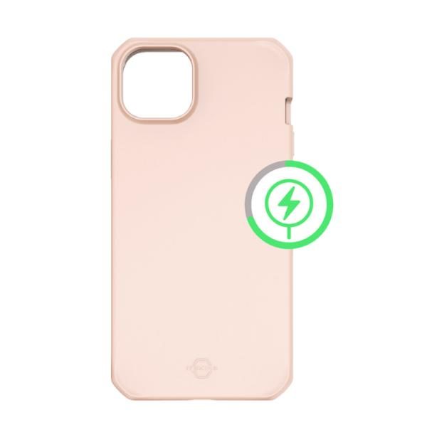 Funda ITSKINS Hybrid R Silk para iPhone 14 / 13, compatible MagSafe, Rosado claro