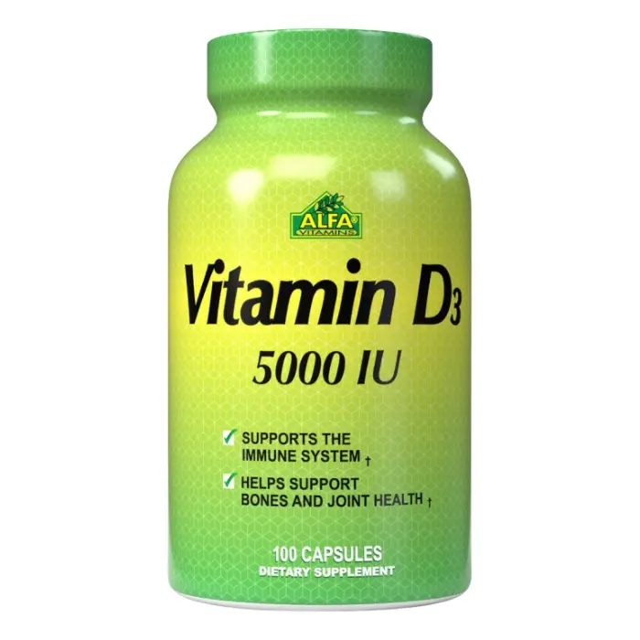 Suplemento Nutricional Alfa Vitamins Vitamin D3 5000IU 100 Cápsulas 286-A