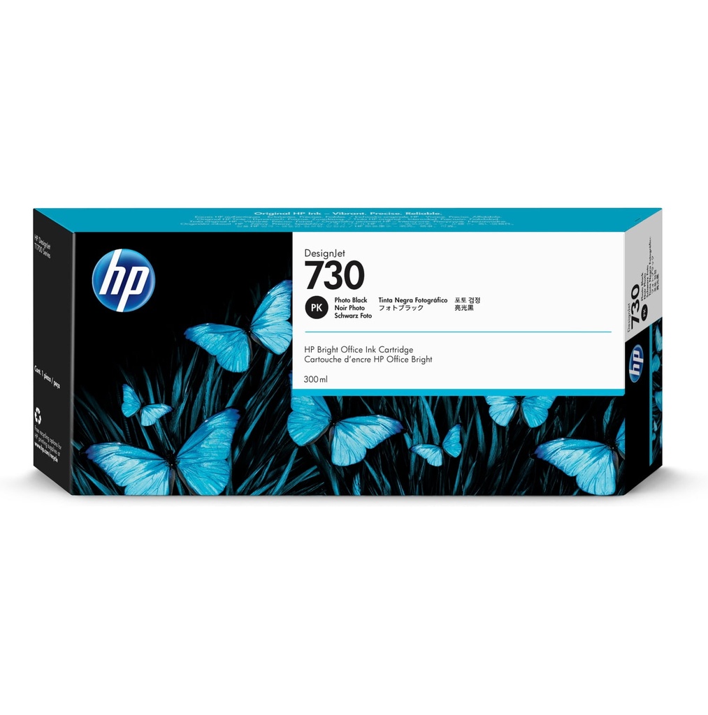 Cartucho de Tinta Negro Fotográfico HP 730 DesignJet 300ml P2V73A