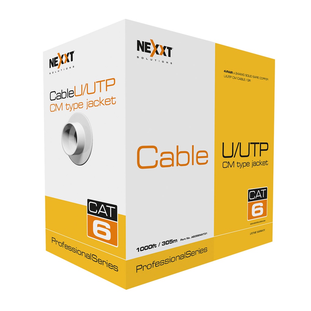 Cable U/UTP Nexxt Cat6 4 Pares Azul 305M AB356NXT32