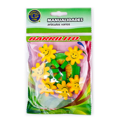 Clip de Madera Barrilito Flores amarillas 6 piezas wclp10a