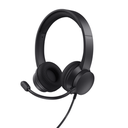 Trust auriculares USB supraaurales para PC microfono con cancelación de ruido y diadema ajustable negro - 25089