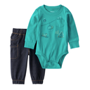 Conjunto de mameluco y pantalón azul estilo demin