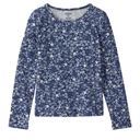 Blusa floral acanalada de manga larga para niña
