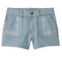 Short de mezclilla con bordado floral para niña